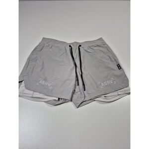 ASRV Shorts Mens Large Gray Lined 5" Running Training Zip Pocket Gym Athletic